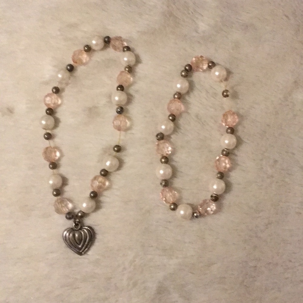 Matching pink & white bead bracelets